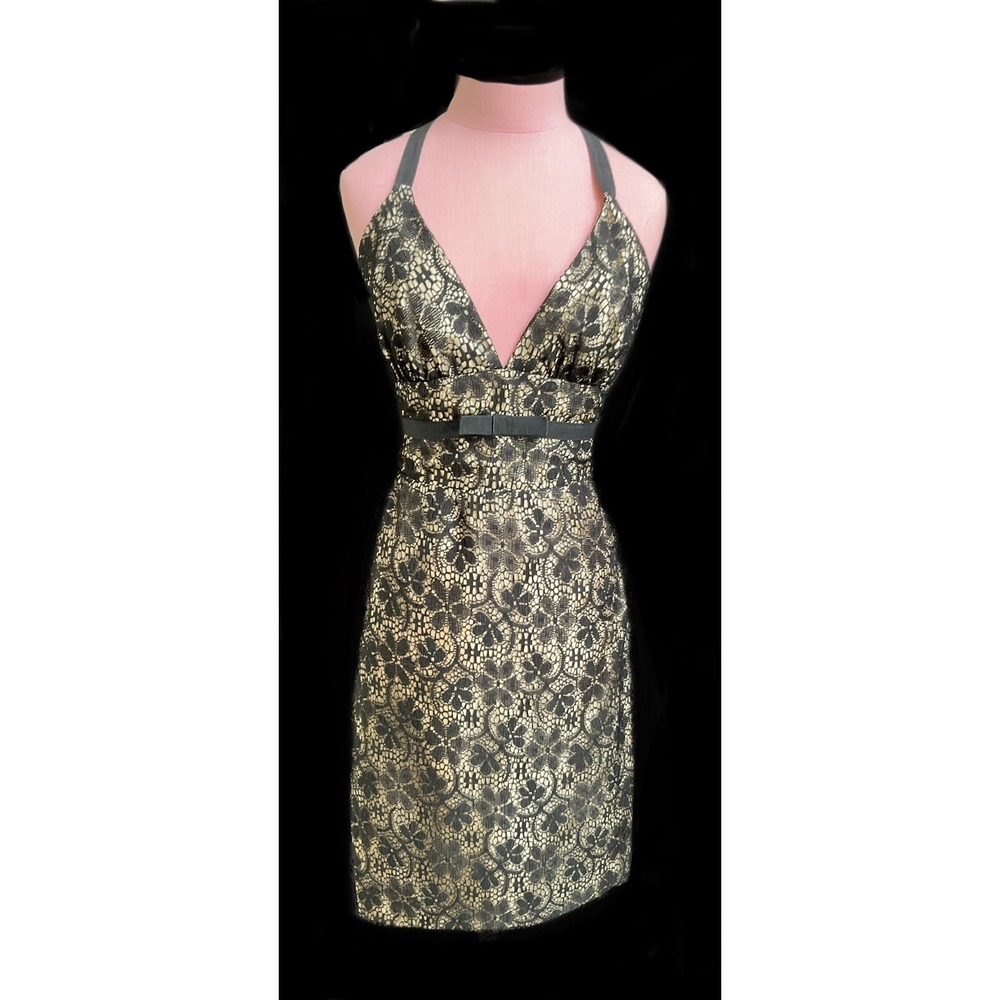 Hype Halter Style Sun Dress Sz 6 Black Floral Print